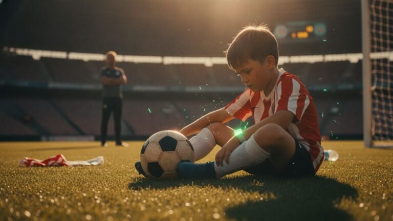 Joven futbolista bajo la presión extrema de un padre desde la grada